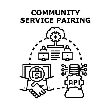 Community service pairing connecting digital and business solutions 库存插图