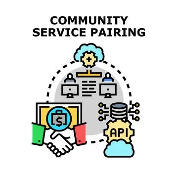 Community service pairing connecting digital and business solutions イラスト素材