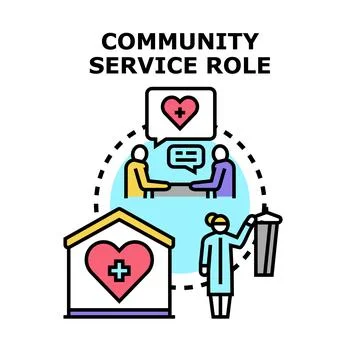 Community service role vector concept creating social benefit Illustrazione stock