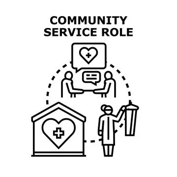 Community service role vector concept creating social benefit Illustrazione stock