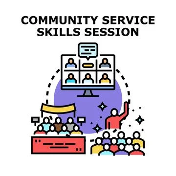Community service skills session vector concept 스톡 일러스트