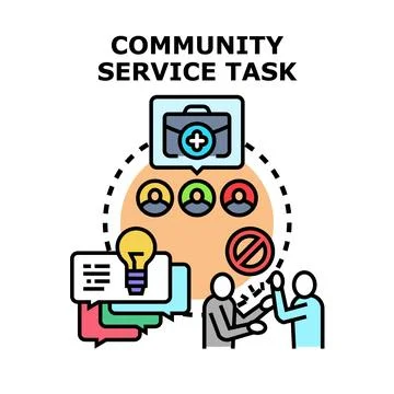 Community service task completing and volunteering work concept Stock Illustration