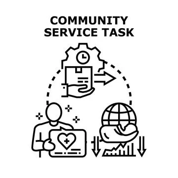 Community service task helping global challenges concept Stockillustratie