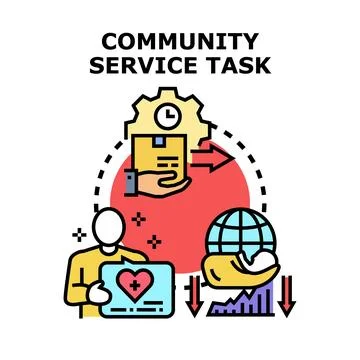 Community service task helping global challenges concept Illustrazione stock