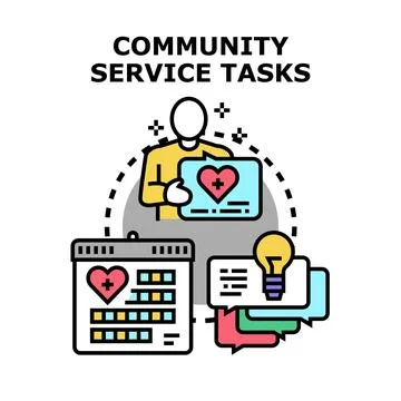 Community service tasks planning and organizing social help Stock Illustration