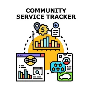 Community service tracking app and service concept Stock Illustration