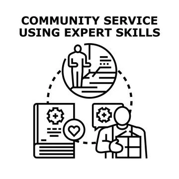 Community service utilizing expert skills and knowledge sharing Stock Illustration