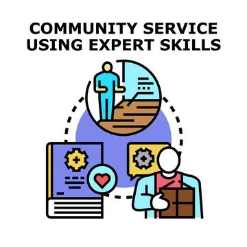 Community service utilizing expert skills and knowledge sharing Stockillustratie
