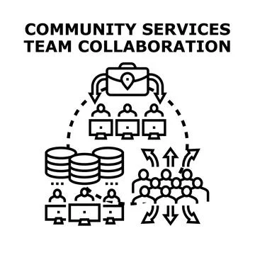 Community services team collaborating on project development Stock Illustration