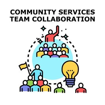 Community services team collaboration developing new ideas Illustrazione stock