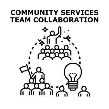 Community services team collaboration developing new ideas Stock Illustration