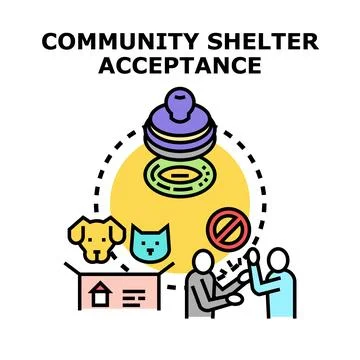 Community shelter program accepting residents and pets Stock Illustration