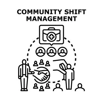 Community shift management planning teamwork collaboration concept Stock Illustration