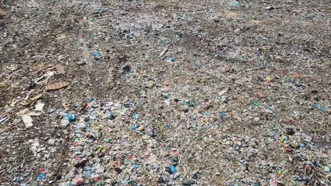 Community Solid Waste Landfill and Sanitary Landfill. Aerial from flying drone 4 Video stock 101287046