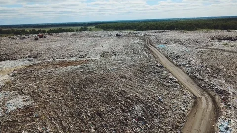 Community Solid Waste Landfill and Sanitary Landfill. Aerial from flying drone 3 Stock-Footage 101287094