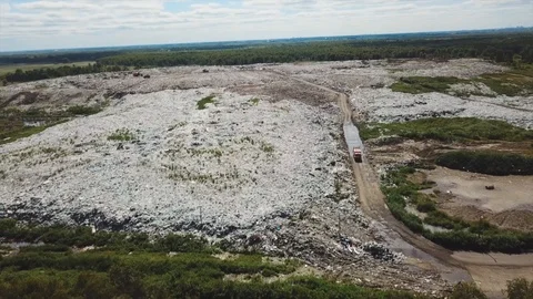 Community Solid Waste Landfill and Sanitary Landfill. Aerial from flying drone 2 Stock-Footage 101287423