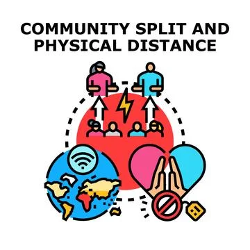 Community split and physical distance concept vector illustration Stock Illustration