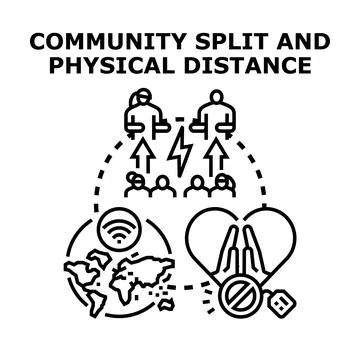 Community split and physical distance concept vector illustration Stock Illustration