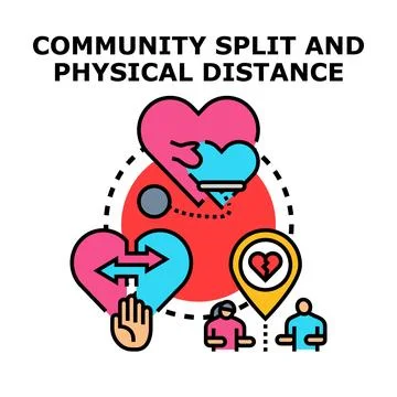 Community split and physical distancing concept illustration Stock Illustration