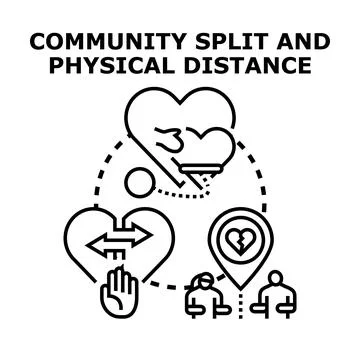 Community split and physical distancing concept illustration Stock Illustration