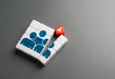 The community split. Conflict in society. Differing viewpoints, cultural cl.. Foto stock