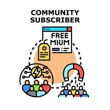 Community subscriber freemium model attracting users Illustrazione stock