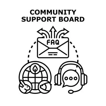 Community support board providing help and interaction concept Stock Illustration