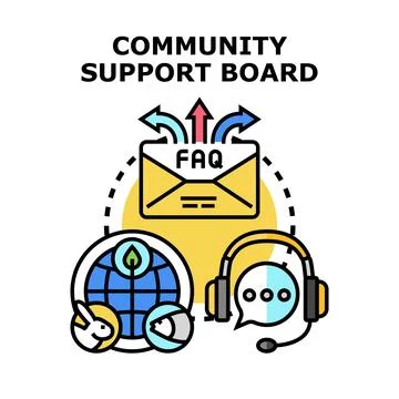 Community support board providing help and interaction concept Stock Illustration