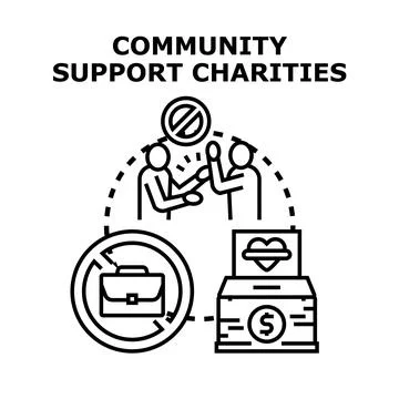 Community support charities assisting people needing help Stock Illustration