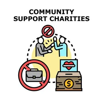 Community support charities assisting people needing help Stock Illustration