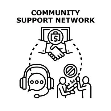 Community support network delivering assistance and collaboration Stock Illustration