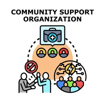 Community support organization developing collaborative network assistance Stock Illustration