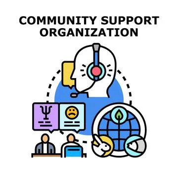 Community support organization providing help service vector Stock Illustration