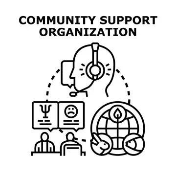 Community support organization providing help service vector Stock Illustration