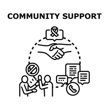 Community support services offering help and awareness Stock Illustration