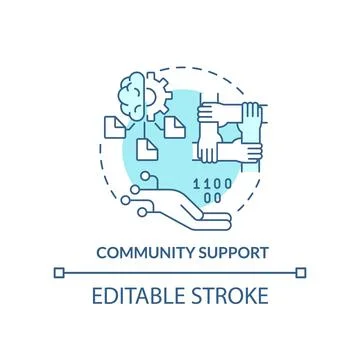 Community support turquoise concept icon Stock Illustration