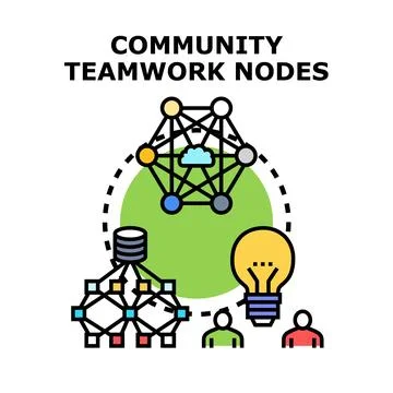Community teamwork nodes creating networking connections Stock Illustration