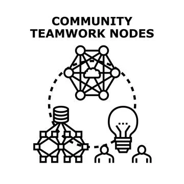 Community teamwork nodes creating networking connections Stock Illustration