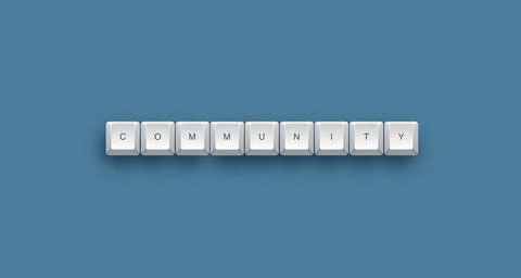 Community text on a 3d keyboard button with shadow concept series Иллюстрация