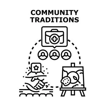 Community traditions and collaborative support vector illustration Stock Illustration
