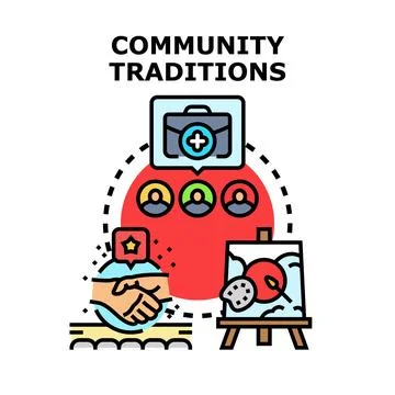 Community traditions and collaborative support vector illustration Stock Illustration
