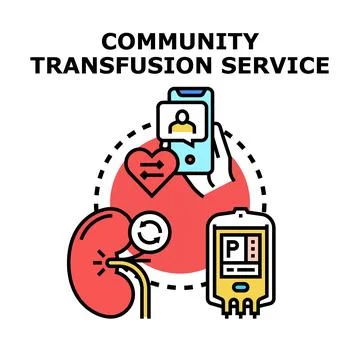 Community transfusion service vector concept illustrating medical help Stock Illustration