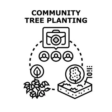 Community tree planting project creating eco friendly environment Stock Illustration