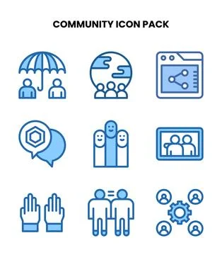 Community Two Colour Icons Pack Stock Illustration