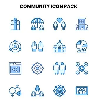 Community Two Colour Vector Icons Pack Ilustración de archivo