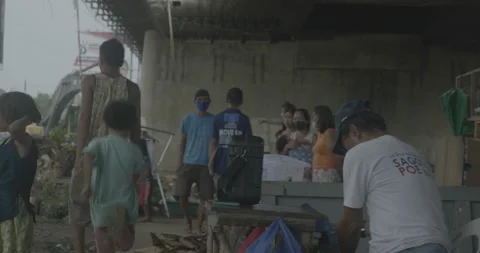 A community under the bridge in Cagayan de Oro, City, Mindanao, Philippines Stock Footage 230031401