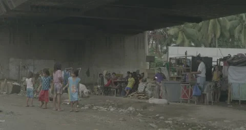 A community under the bridge in Cagayan de Oro, City, Mindanao, Philippines Stock Footage 230031481