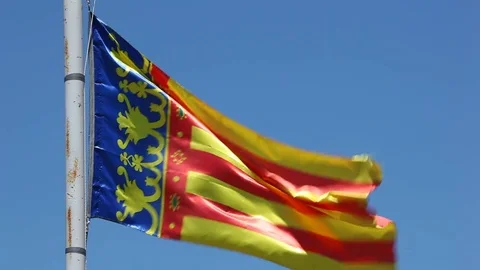 Community of Valencia Flag, Spain 库存影片 76609258
