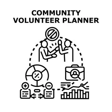 Community volunteer planner concept work organizing illustration Stock Illustration