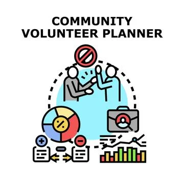 Community volunteer planner concept work organizing illustration Stock Illustration